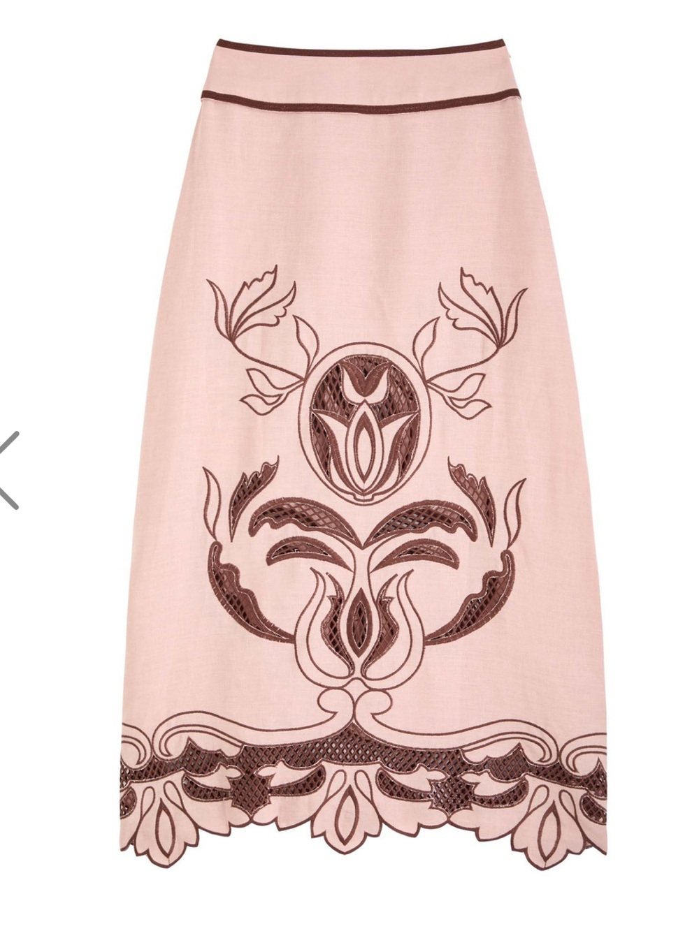 Lug Von Siga Rosalie embroidered linen midi skirt 36